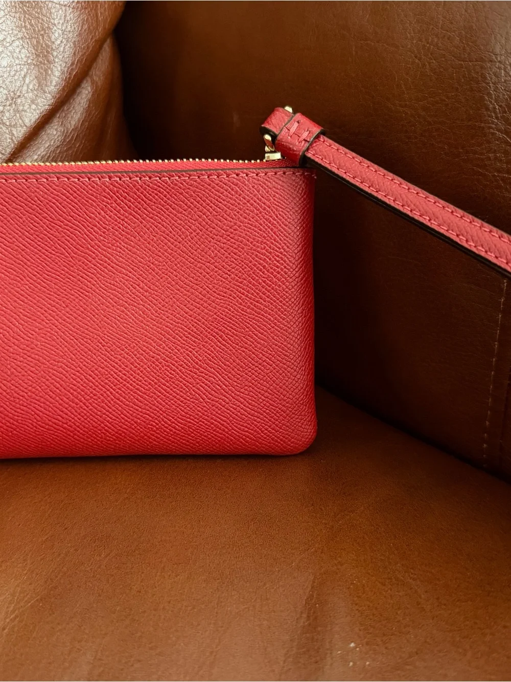 Coach Red Leather Zipper Wristlet